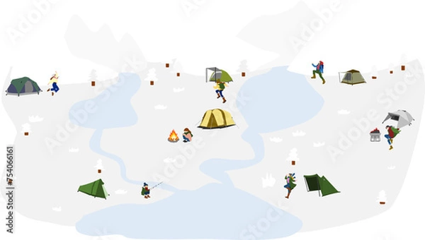 Fototapeta 冬のキャンプ場のイラスト