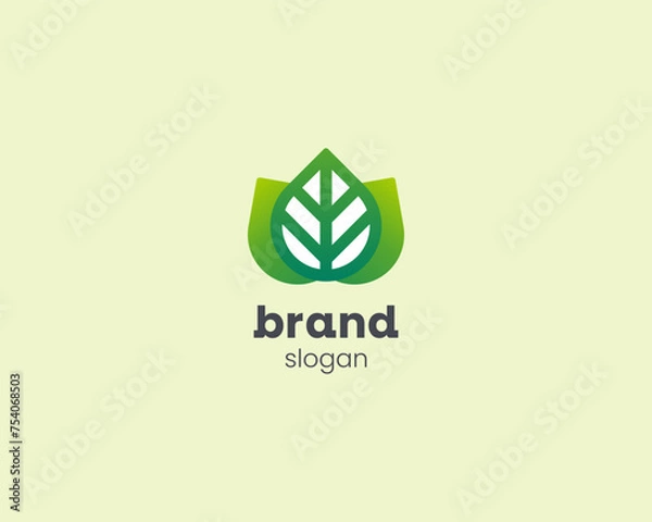 Obraz Creative green leaf natural logo