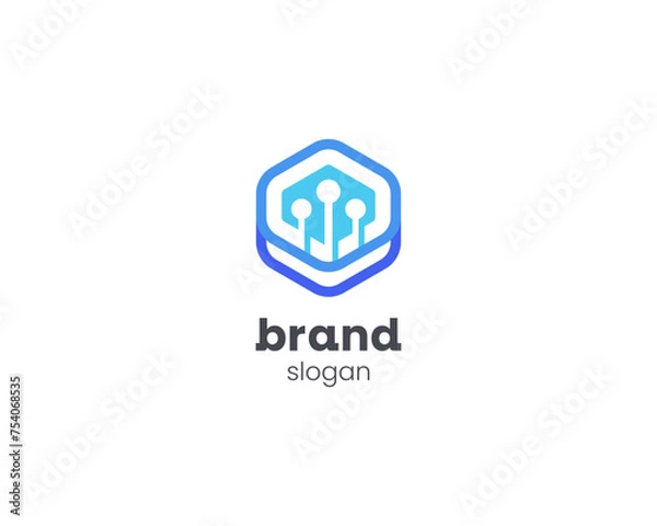 Obraz Creative hexagon with connection data logo