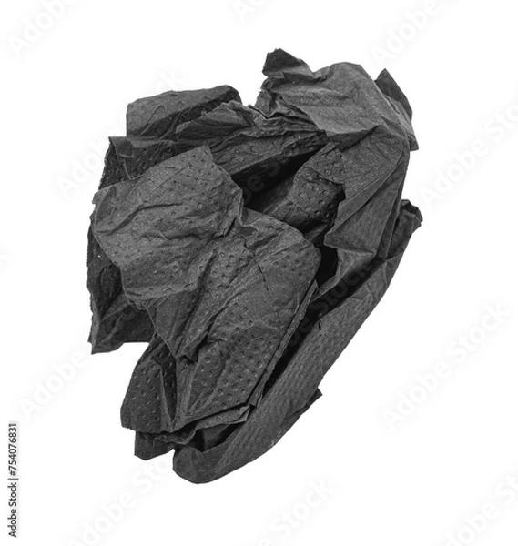 Fototapeta Crumpled black paper napkin - unused