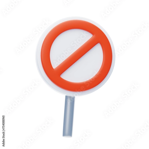 Fototapeta 3D Prohibition Sign Model Symbol Of Restricted Access. 3d illustration, 3d element, 3d rendering. 3d visualization isolated on a transparent background