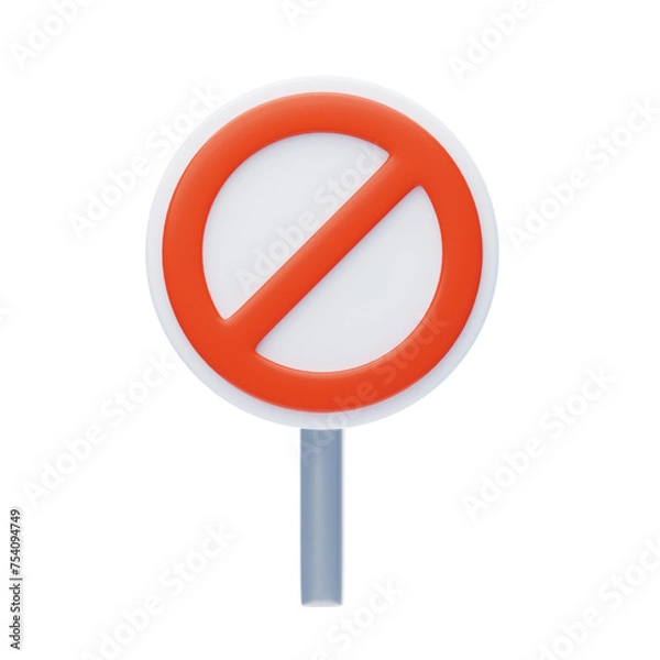 Fototapeta 3D Prohibition Sign Model Symbol Of Restricted Access. 3d illustration, 3d element, 3d rendering. 3d visualization isolated on a transparent background