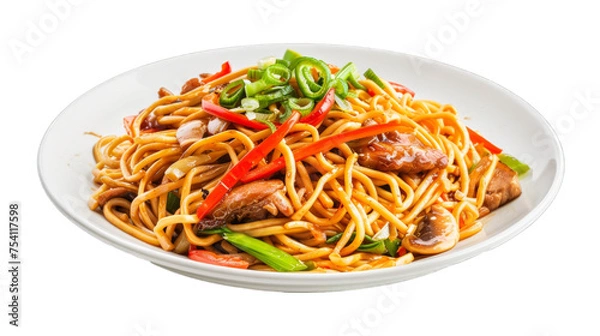 Obraz Chow Mein on isolated on transparent png background. Generative ai
