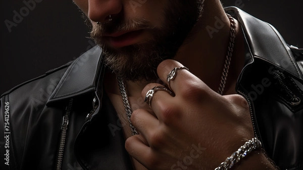 Obraz ジュエリーを飾る男性の首元