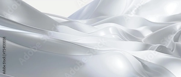 Fototapeta Elegant White Silk Fabric with Flowing Waves