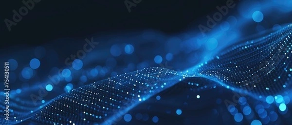 Fototapeta Abstract Glowing Blue Particles Wave Background