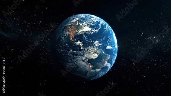Fototapeta Close up of planet earth globe in space background.
