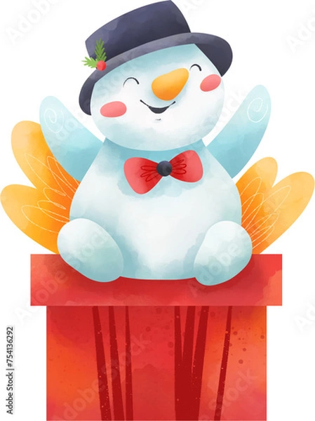 Obraz cute snowman, illustration on white background