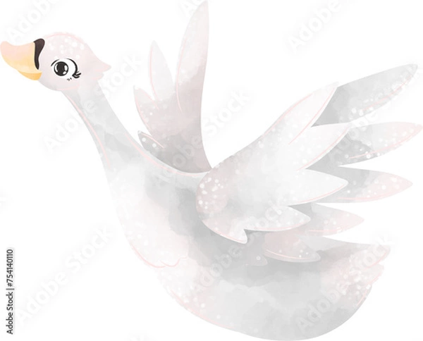 Fototapeta cute swan, illustration on white background