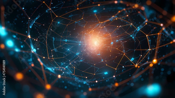Fototapeta 3D abstract network of neural network futuristic technology background