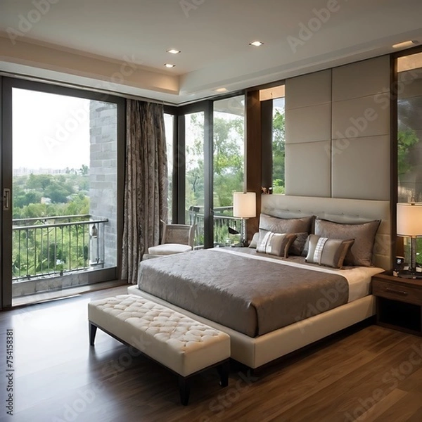 Obraz 3d rendering beautiful luxury bedroom