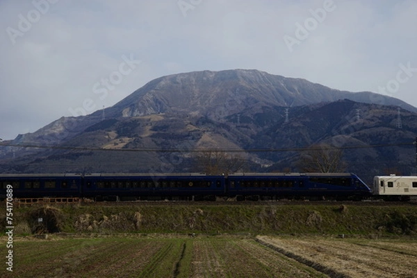 Fototapeta 四国から伊豆へ返却回送されるザ・ロイヤルエクスプレス （東海道本線 近江長岡 - 柏原, 2024年3月）