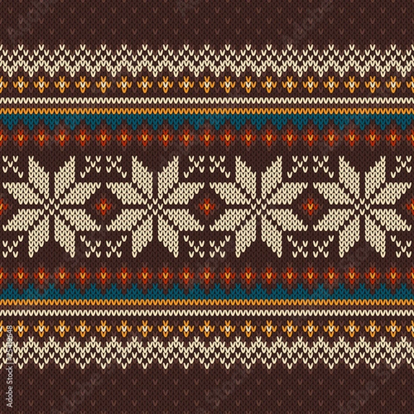 Fototapeta Vintage Knitted Pattern. Seamless Background