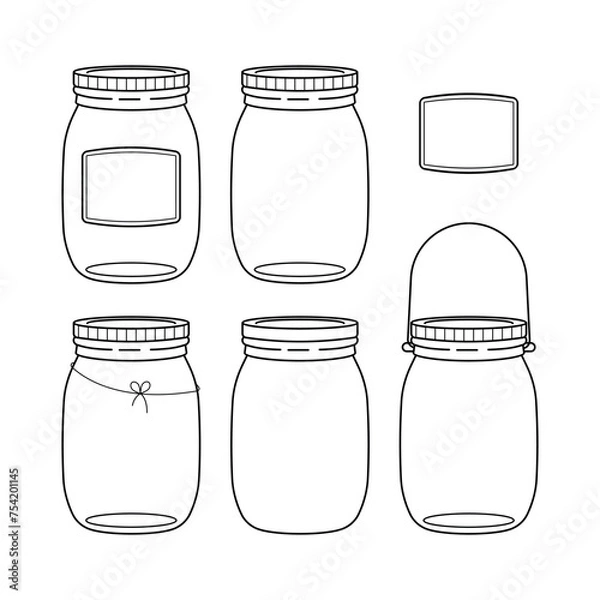Obraz Mason Jar Set, Achievement, Progress Tracker, Rewards design element. Isolated vector illustration.