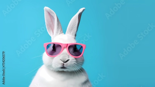 Obraz A happy white Easter bunny