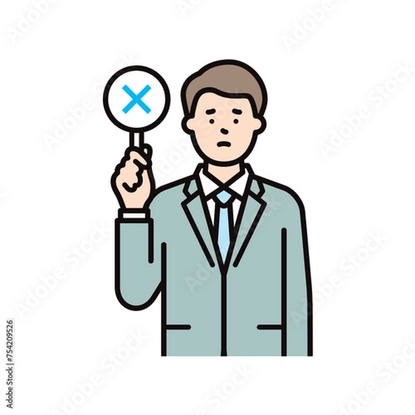 Fototapeta 顧客に説明をするスーツを着た男性のビジネスパーソンのイラスト素材