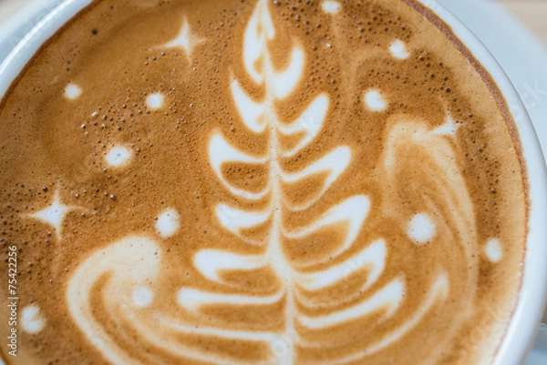 Obraz Cappuccino or latte coffee with tree shape