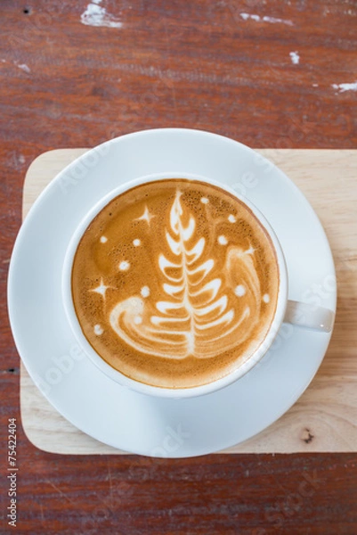 Obraz Cappuccino or latte coffee with tree shape