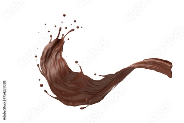 Fototapeta Realistic Chocolate splash isolated on PNG, 3D rendering