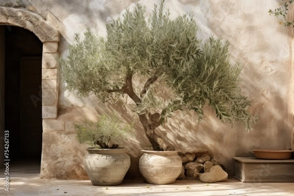 Fototapeta olive tree in a courtyard