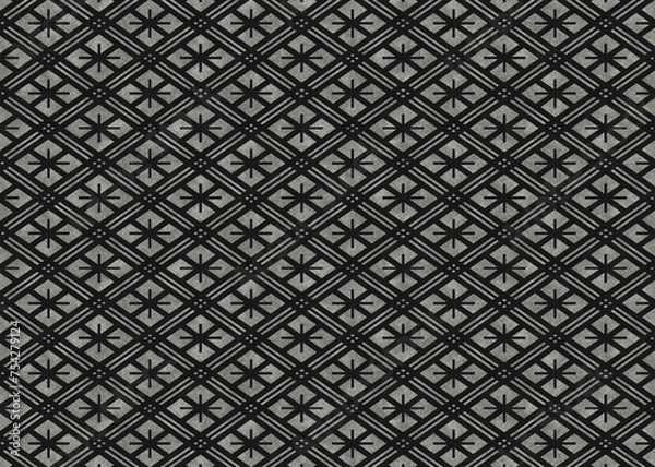 Obraz 和柄業平格子　和紙素材_黒