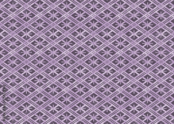 Obraz 和柄業平格子　和紙素材_紫