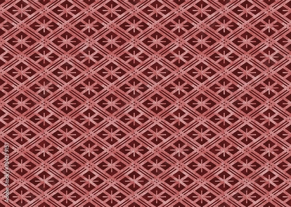 Obraz 和柄業平格子　和紙素材_赤