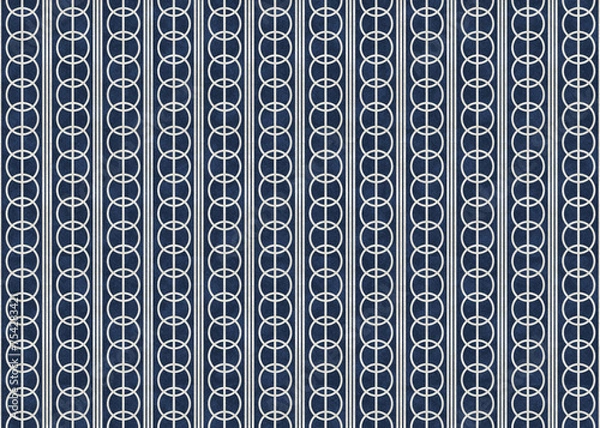 Obraz 和柄曲輪繋ぎ　和紙素材_青