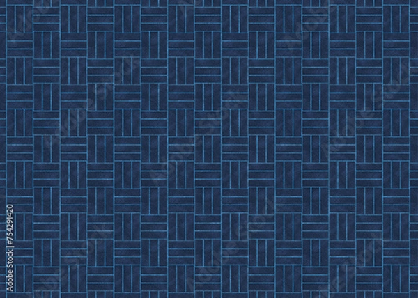 Obraz 和柄三崩し　和紙素材_青