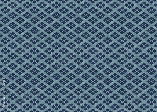 Obraz 和柄武田菱　和紙素材_青