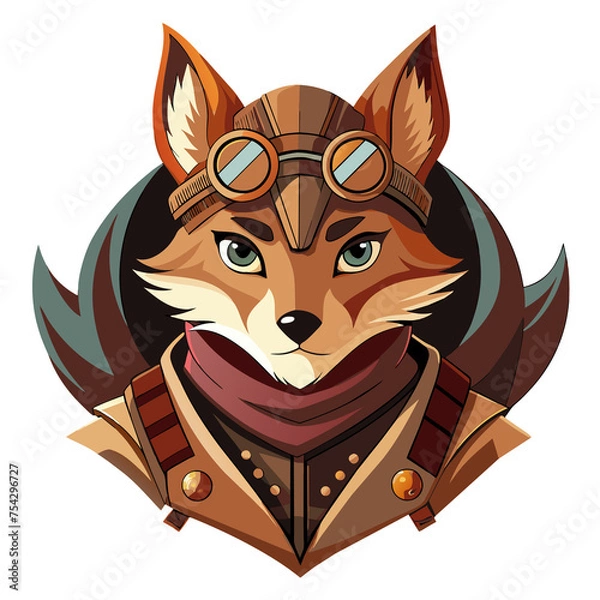 Obraz Steampunk Fox Warrior Head