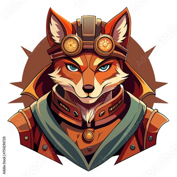 Obraz Steampunk Fox Warrior Head
