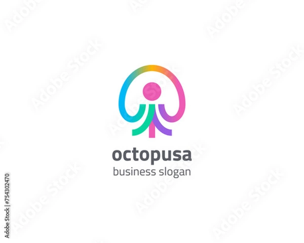 Fototapeta Creative colorful abstract octopus logo gradient
