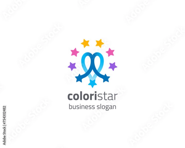 Obraz Creative colorful abstract flat star logo
