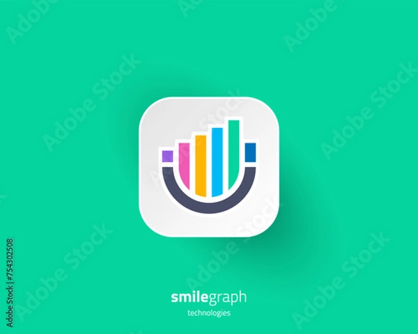 Fototapeta Creative colorful flat smile chart logo