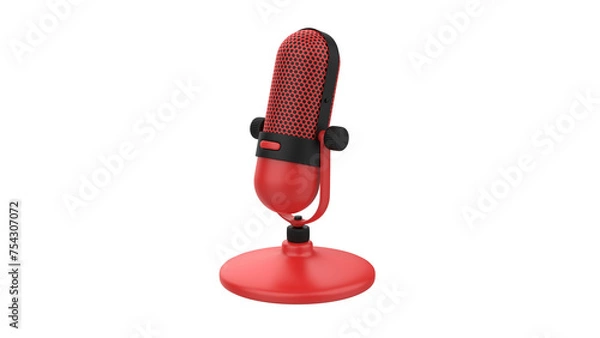 Obraz red microphone on a white background