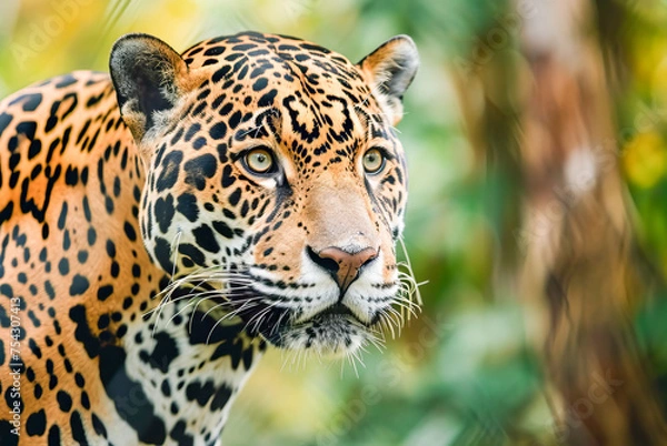 Fototapeta Portrait of Jaguar Panthera Onca standing in the forest