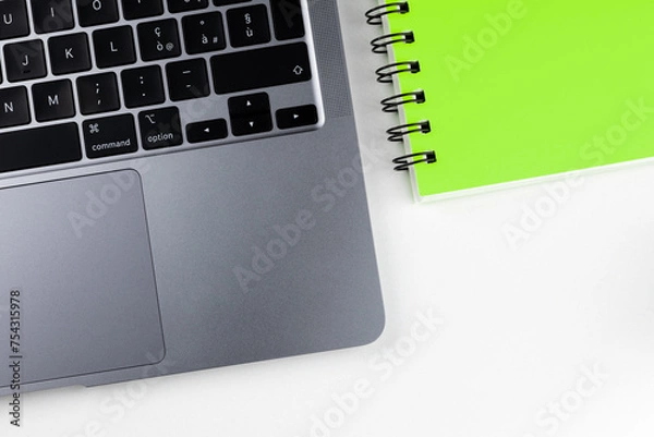 Obraz Laptop with block notes and pen