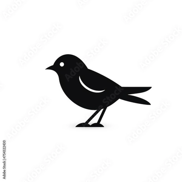 Fototapeta bird black icon on a white background in minimalism сreated with Generative Ai