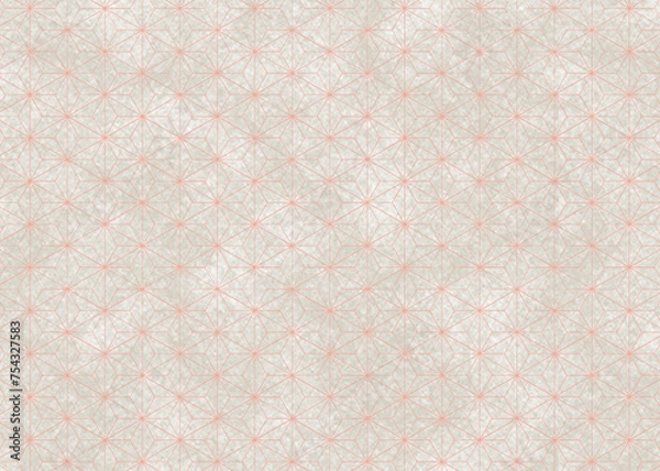 Obraz 和柄麻の葉　和紙素材_ピンク×白