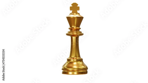 Obraz golden chess king 3D rendering