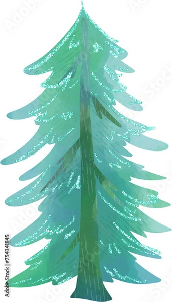 Obraz Christmas tree, illustration on white background