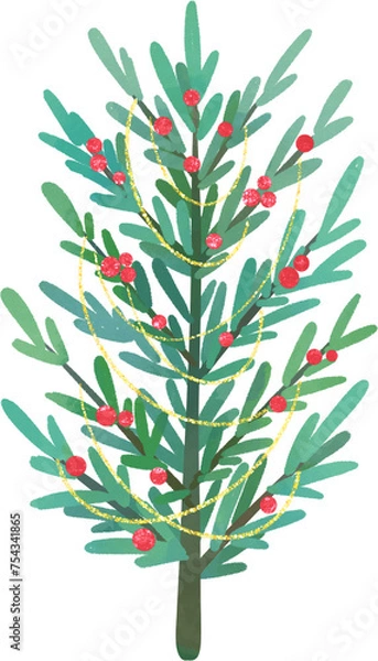Fototapeta Christmas tree, illustration on white background