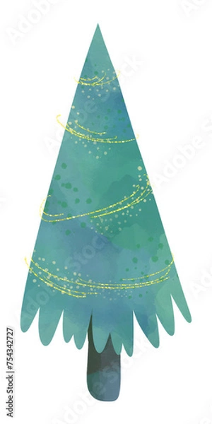 Obraz Christmas tree, illustration on white background