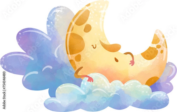 Obraz cloud, moon, illustration on white background