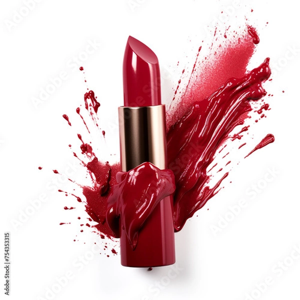Fototapeta lipstick on a white background, side view сreated with Generative Ai