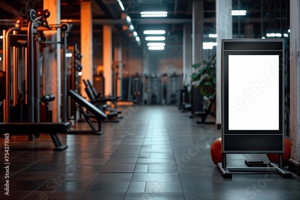 Fototapeta A gym workout screen mockup with a blank display