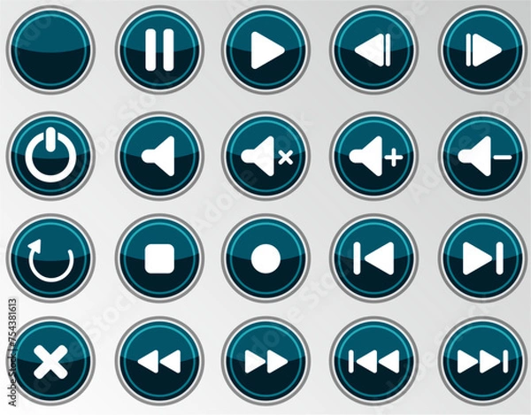 Obraz 오디오 볼륨 유튜브 기호 아이콘 모음set 입니다. 동영상 영상의 재생 촬영 녹화 등 유튜브나 mp3 파일에 활용가능합니다.