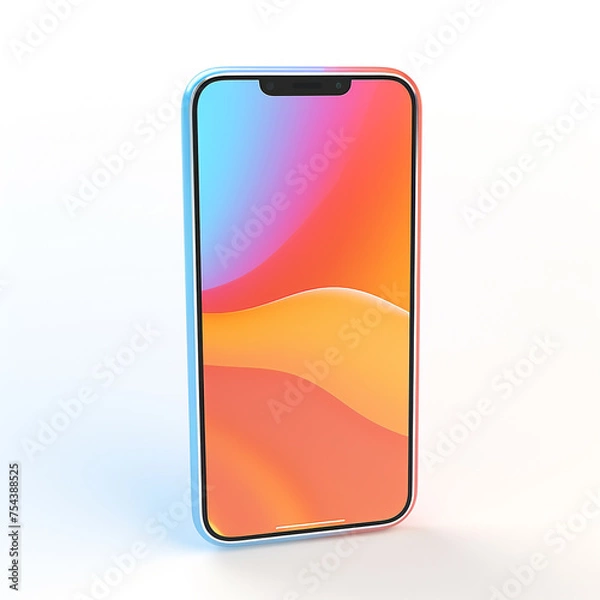 Fototapeta smartphone, 3D model in minimalism on a white background сreated with Generative Ai