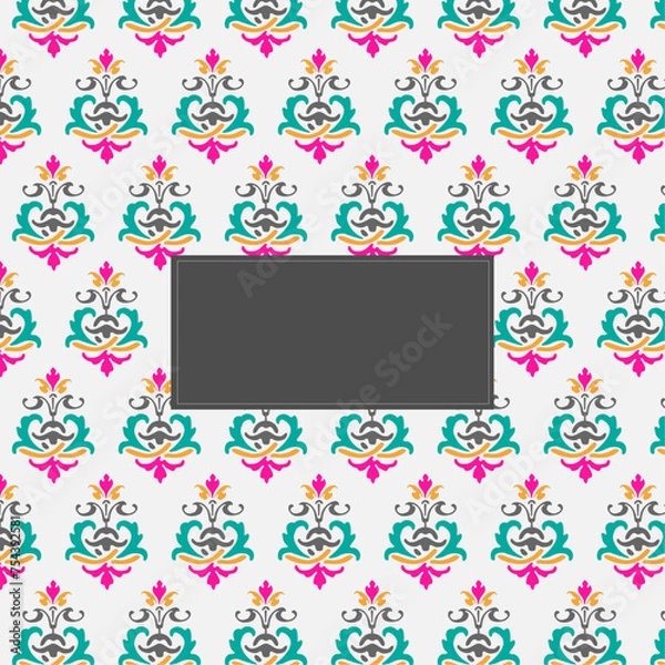 Obraz pattern with flowers, pattern with hearts, pattern with bird, flower pattern, floral pattern, vintage pattern, art pattern, 